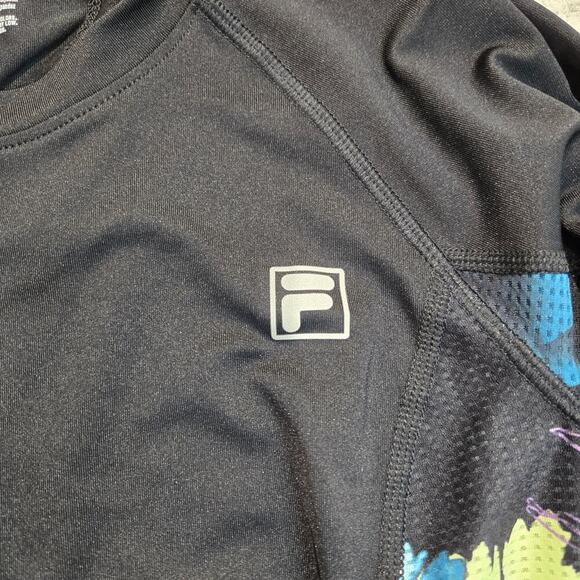 Fila Long Sleeve Activewear Top Black with Floral Mesh Running Cycling Women's S - Picture 5 of 11